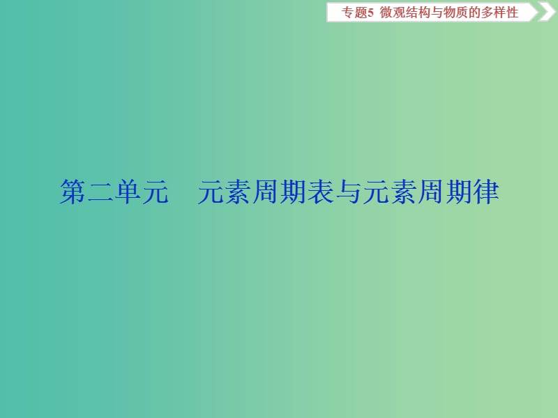 2019届高考化学总复习 专题5 微观结构与物质的多样性 第二单元 元素周期表与元素周期律课件 苏教版.ppt_第1页