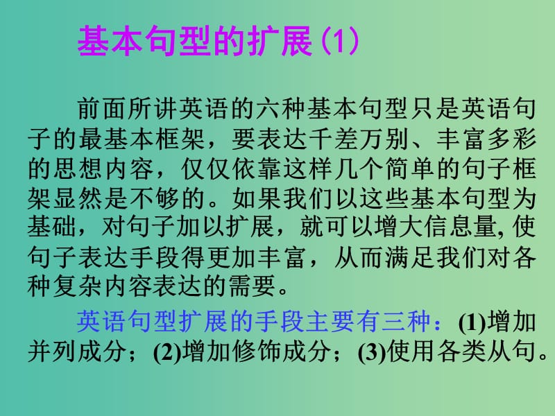 高考英語一輪總復(fù)習(xí) 12 基本句型的擴(kuò)展課件 新人教版.ppt_第1頁