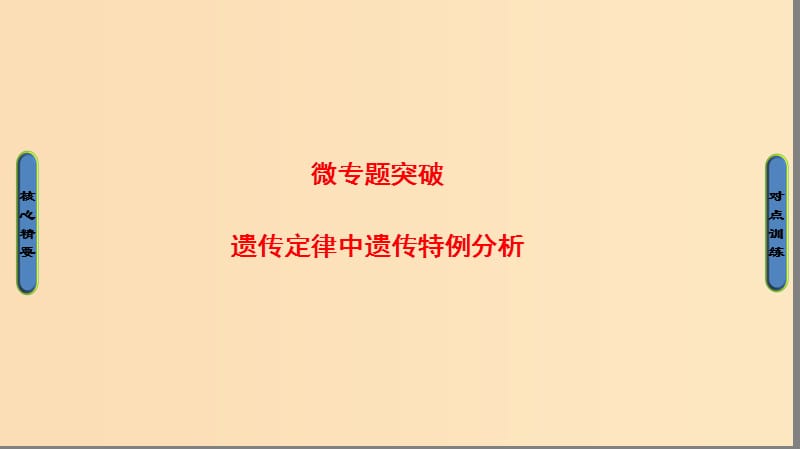 2018版高中生物 第一章 遺傳因子的發(fā)現(xiàn) 微專題突破 遺傳定律中遺傳特例分析課件 新人教版必修2.ppt_第1頁(yè)