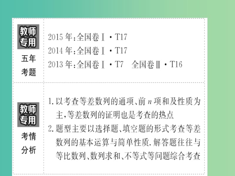 高考数学一轮复习 第五章 数列 5.2 等差数列及其前n项和课件(理).ppt_第3页