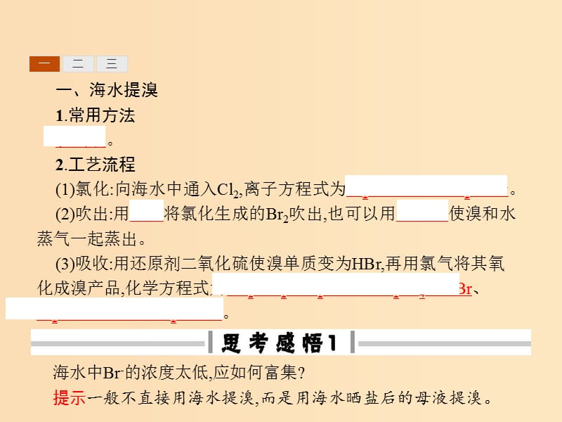 2018高中化学 第二单元 化学与资源开发利用 2.2.2 海水中溴、镁及重水的提取课件 新人教版选修2.ppt_第3页