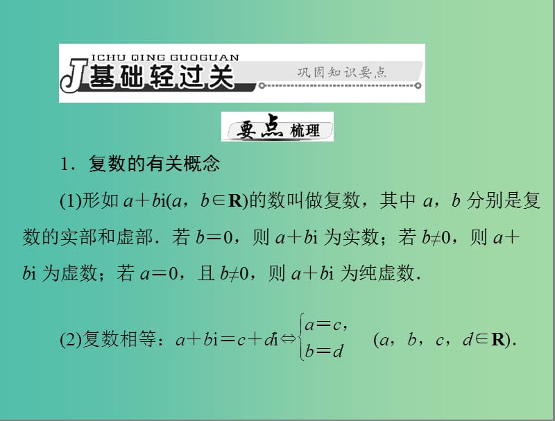 高考数学总复习 第十章 算法初步、复数与选考内容 第2讲 复数的概念及运算课件 理.ppt_第3页