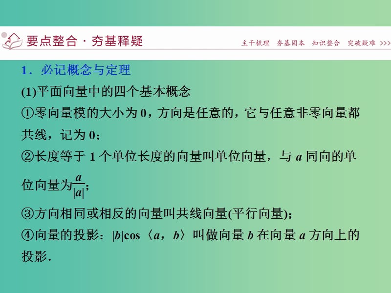 高考数学二轮复习 第一部分专题二 三角函数与平面向量 第3讲 平面向量课件 理.ppt_第3页