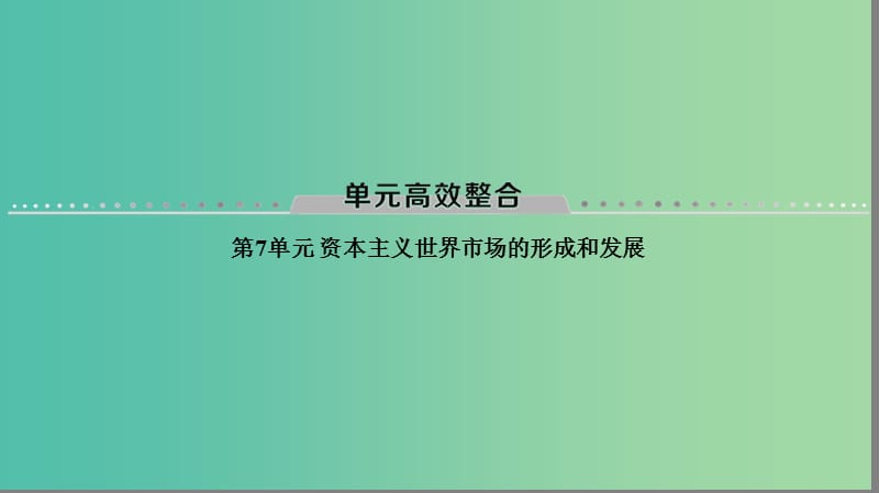 海南省2019届高考历史一轮总复习 模块二 经济成长历程 第7单元 资本主义世界市场的形成和发展单元高考整合课件.ppt_第1页