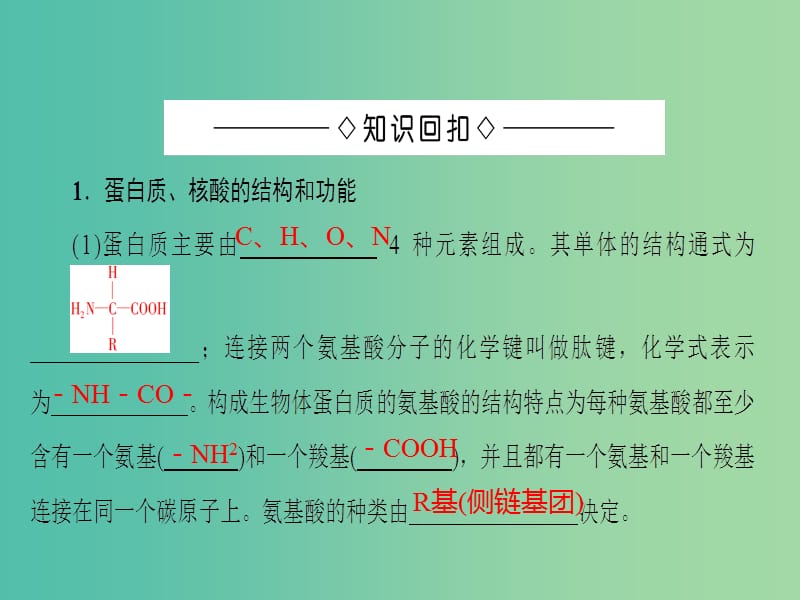 高考生物二轮复习 第3部分 回扣1 细胞的分子组成课件.ppt_第3页