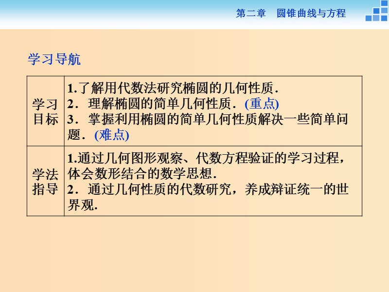 2018-2019学年高中数学 第二章 圆锥曲线与方程 2.1.2 椭圆的简单性质（一）课件 北师大版选修1 -1.ppt_第2页