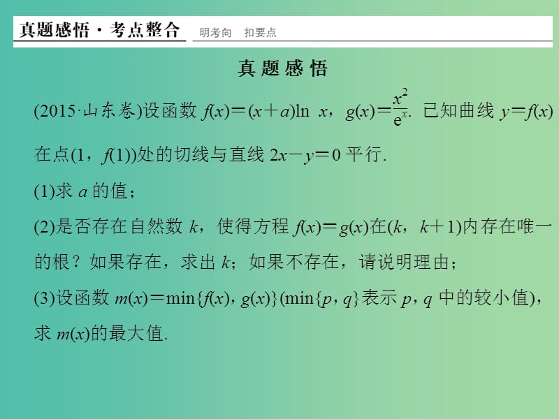 高考数学二轮复习 专题一 第4讲 函数图象的切线及交点个数问题课件 文.ppt_第3页