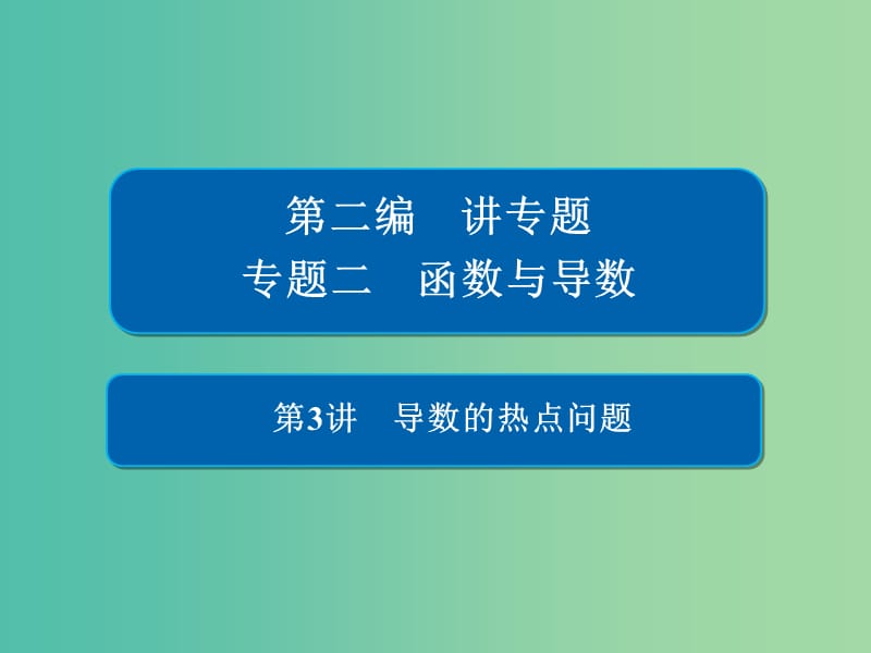 2019高考数学二轮复习 第二编 专题二 函数与导数 第3讲 导数的热点问题课件 文.ppt_第1页