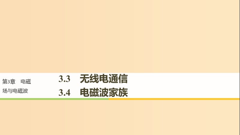 2018-2019版高中物理第3章电磁场与电磁波3.3无线电通信3.4电磁波家族课件沪科版选修3 .ppt_第1页