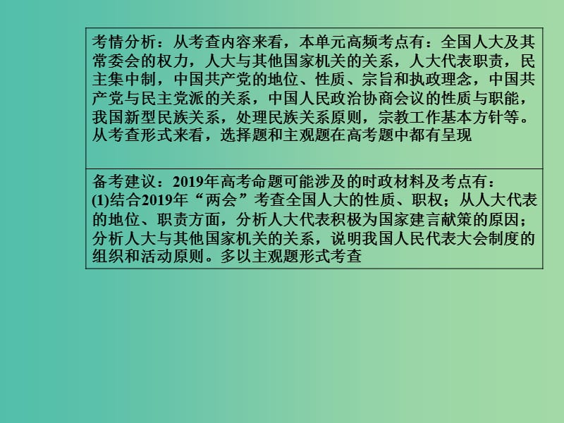 2019年高考政治大二轮复习 专题六 政治制度与民主建设课件.ppt_第3页