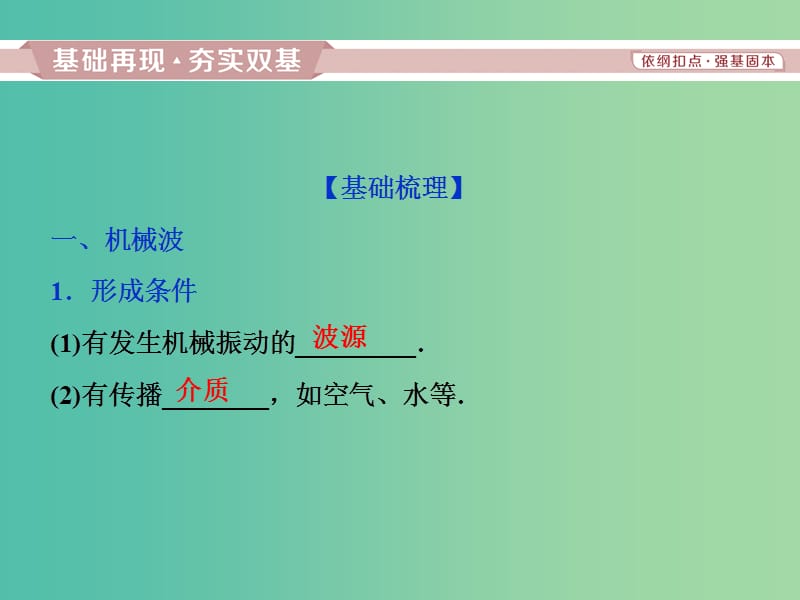 2019届高考物理一轮复习 第十四章 机械振动与机械波 光 电磁波与相对论 第二节 机械波课件 新人教版.ppt_第2页