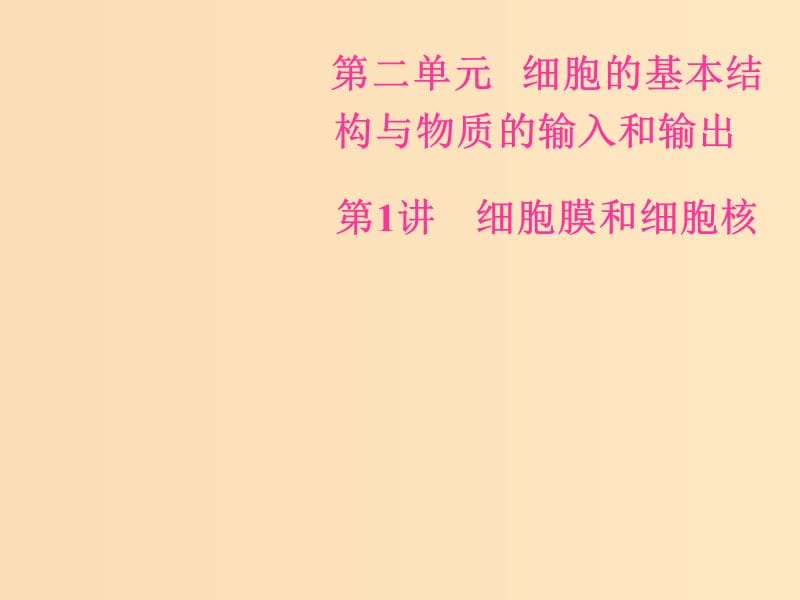 2019版高考生物总复习 第二单元 细胞的基本结构与物质的输入和输出 第1讲 细胞膜和细胞核课件.ppt_第1页