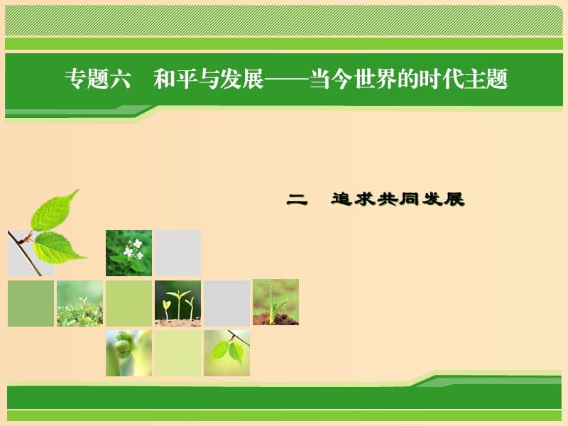 2018年高中歷史 專題6 和平與發(fā)展——當今世界的時代主題 專題6.2 追求共同發(fā)展課件 人民版選修3.ppt_第1頁