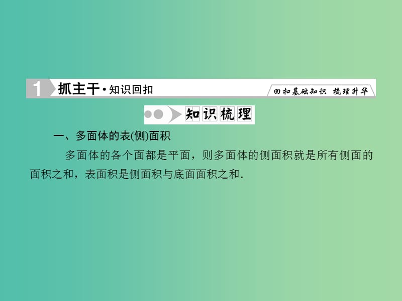 高考数学一轮复习 7-2 空间几何体的表面积与体积课件 理 新人教A版.ppt_第2页