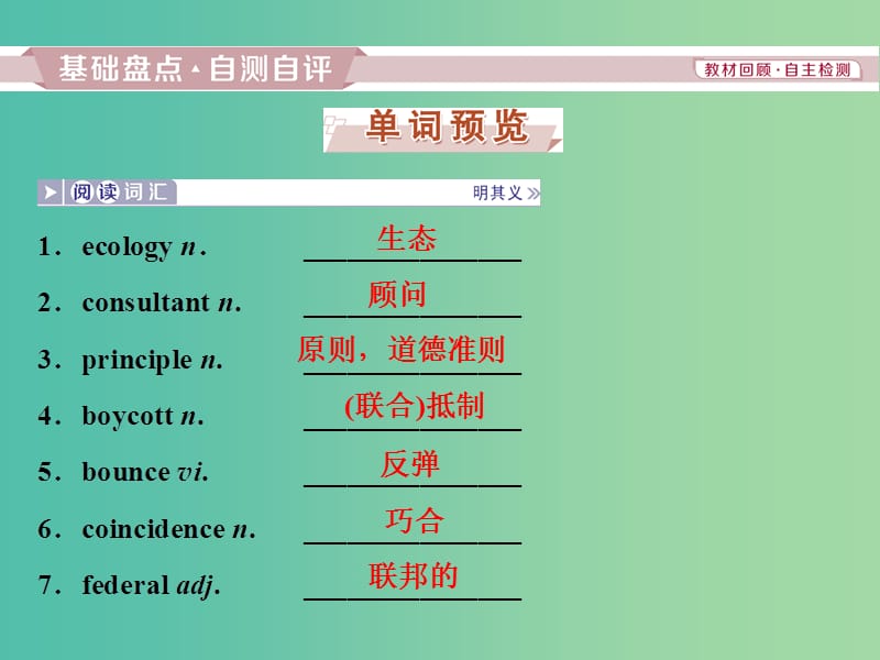 2019届高考英语一轮复习 Unit 22 Environmental Protection课件 北师大版选修8.ppt_第2页