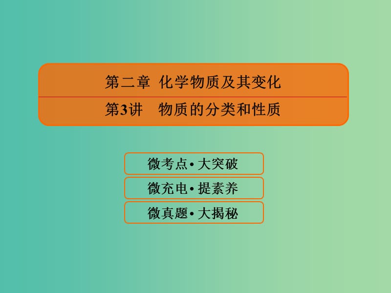 2019届高考化学一轮复习 2.3 物质的分类和性质课件.ppt_第1页