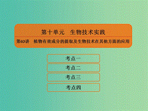 2020高考生物一輪復習 10.3 植物有效成分的提取及生物技術在其他方面的應用課件.ppt