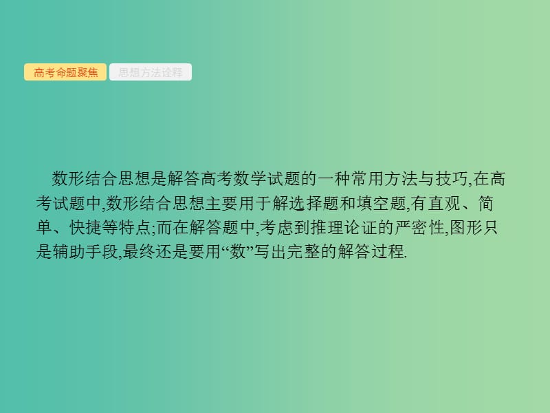 备战2019高考数学大二轮复习 第一部分 思想方法研析指导 三 数形结合思想课件 理.ppt_第2页