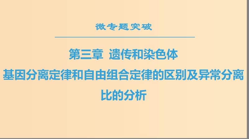 2018-2019高中生物 第3章 遺傳和染色體 微專題突破 基因分離定律和自由組合定律的區(qū)別及異常分離比的分析課件 蘇教版必修2.ppt_第1頁