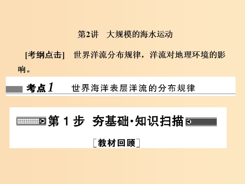 2018屆高考地理總復習 第三章 地球上的水 1-3-2 大規(guī)模的海水運動課件 新人教版.ppt_第1頁