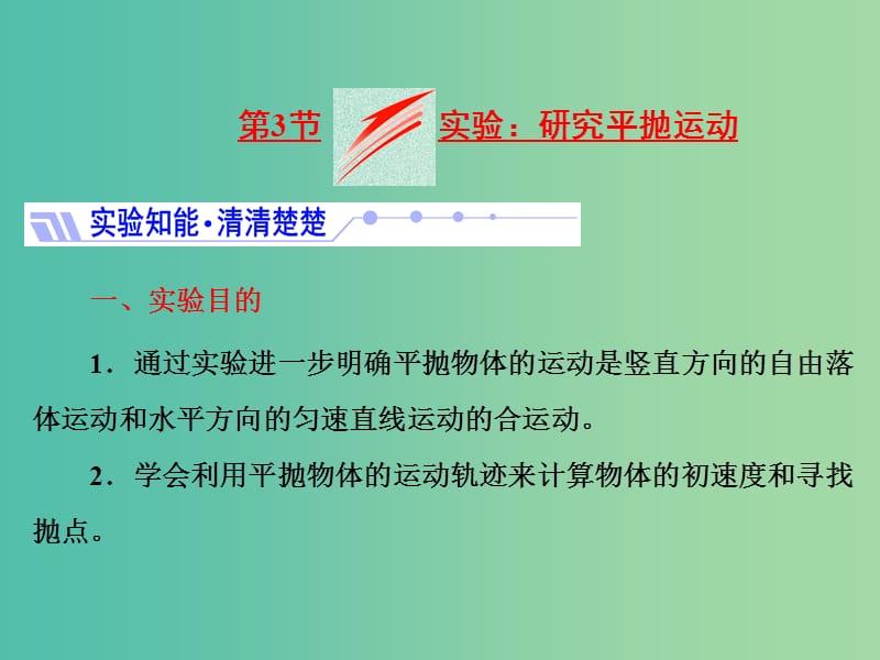 山东省专用2018-2019学年高中物理第五章曲线运动第3节实验：研究平抛运动课件新人教版必修2 .ppt_第1页