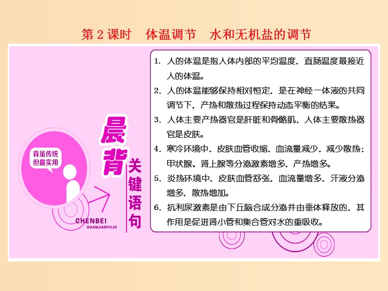 2018-2019學(xué)年高中生物 第二章 第一節(jié) 第2課時 體溫調(diào)節(jié) 水和無機鹽的調(diào)節(jié)課件 蘇教版必修3.ppt_第1頁