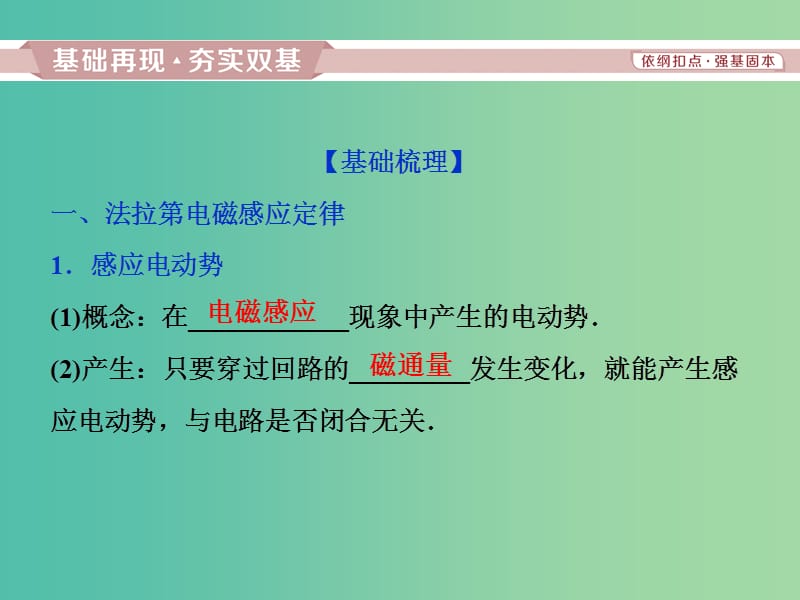 2019届高考物理一轮复习 第十章 电磁感应 第二节 法拉 第电磁感应定律 自感 涡流课件 新人教版.ppt_第2页