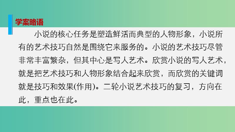 高考语文大二轮总复习 问题诊断借题突破 第四章 10扣住技巧和效果欣赏小说的写人艺术课件.ppt_第2页