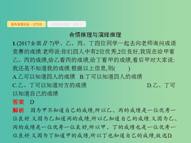 全国通用版2019版高考数学总复习专题一高频客观命题点1.6推理与证明课件理.ppt_第3页