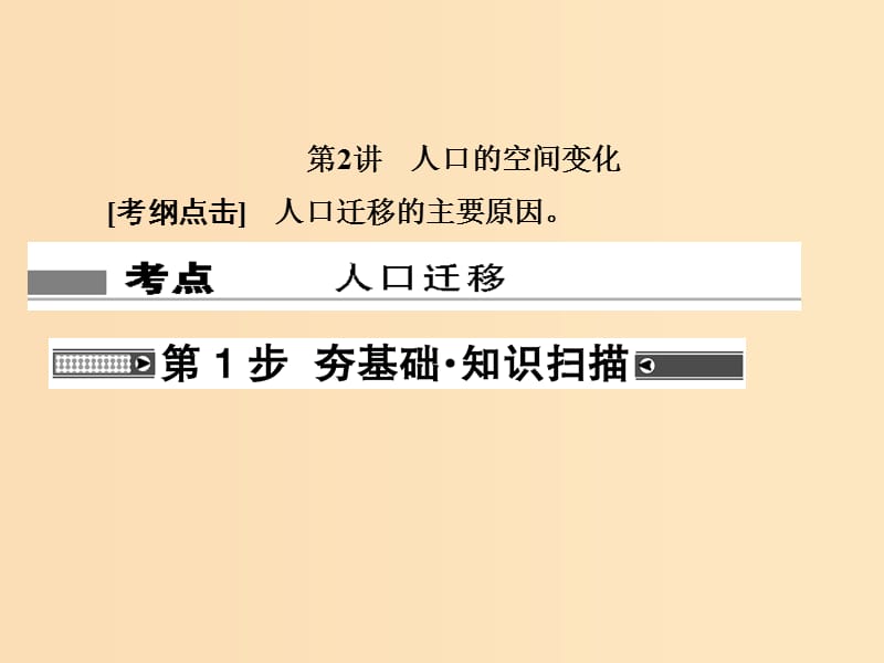 2018屆高考地理總復習 第六章 人口的變化 2-6-2 人口的空間變化課件 新人教版.ppt_第1頁