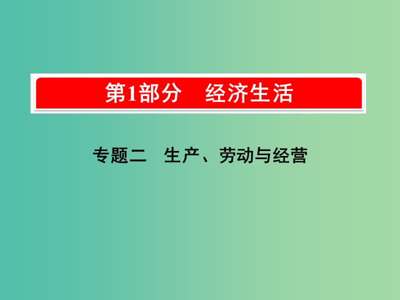 2019版高考政治一轮复习（A版）第1部分 经济生活 专题二 生产、劳动与经营 考点07 生产与消费课件 新人教版.ppt_第1页