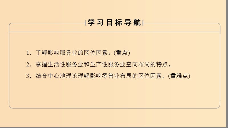 2018秋高中地理第3单元产业活动与地理环境附2服务业的区位选择课件鲁教版必修2 .ppt_第2页