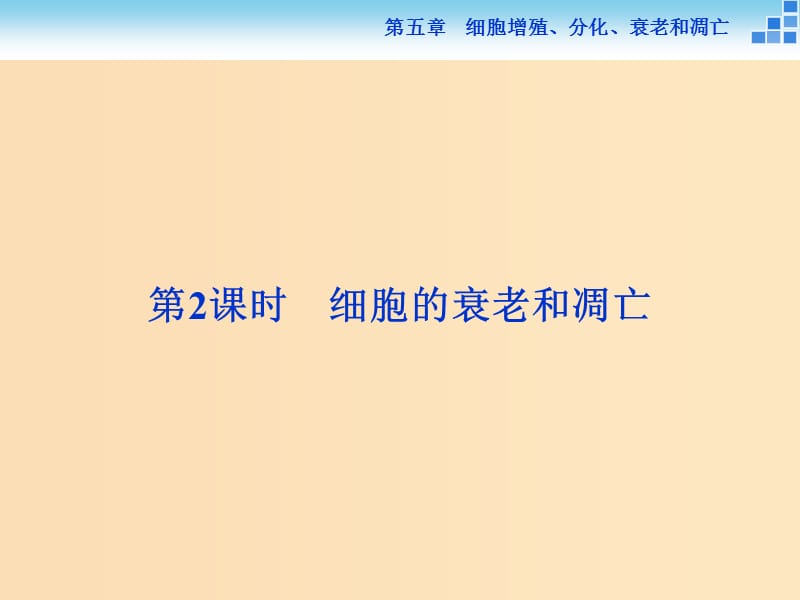 2018-2019學年高中生物 第五章 細胞增殖、分化、衰老和凋亡 第二節(jié) 細胞分化、衰老和凋亡 第2講 細胞的衰老和凋亡課件 蘇教版必修1.ppt_第1頁