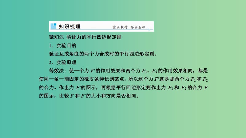 2019年高考物理一轮复习 第二章 相互作用 第5讲 实验：验证力的平行四边形定则课件.ppt_第2页