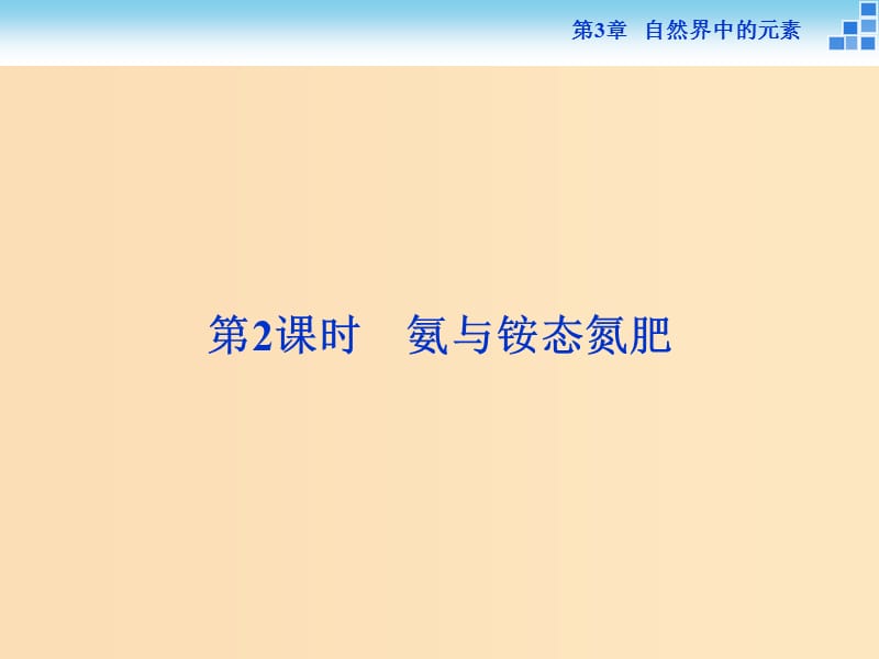 2018-2019學(xué)年高中化學(xué) 第3章 自然界中的元素 第2節(jié) 氮的循環(huán) 第2課時(shí) 氨與銨態(tài)氮肥課件 魯科版必修1.ppt_第1頁(yè)