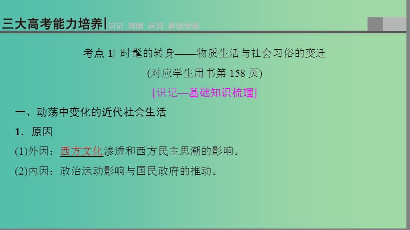 2019年度高考历史一轮复习 第20讲 中国近现代社会生活的变迁课件 岳麓版.ppt_第3页