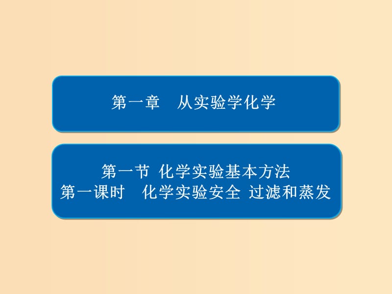 2018-2019學年高中化學 第一章 從實驗學化學 第一節(jié) 化學實驗基本方法 第一課時 化學實驗安全 過濾和蒸發(fā)課件 新人教版必修1.ppt_第1頁