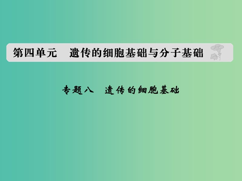 高考生物 第四单元 专题八 遗传的细胞基础课件.ppt_第1页