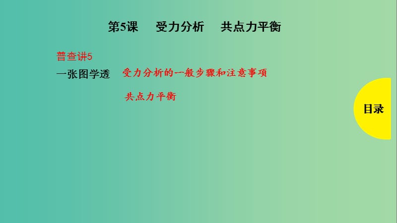 2019版高考物理总复习 第5课 受力分析 共点力平衡课件.ppt_第1页