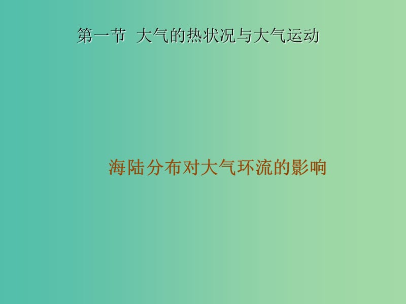 江西省吉安縣第三中學(xué)高中地理 第二章 自然地理環(huán)境中的物質(zhì)運動和能量交換 2.1 海陸分布對大氣環(huán)流的影響課件 中圖版必修1.ppt_第1頁