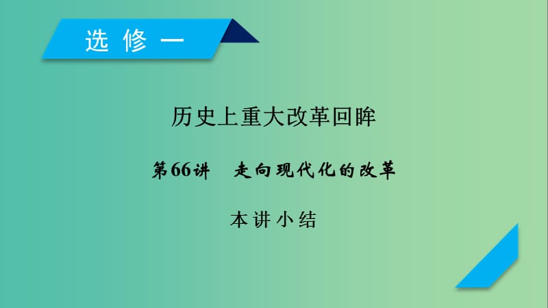 2019届高考历史一轮复习 第66讲 走向现代化的改革本讲小结课件 岳麓版.ppt_第1页