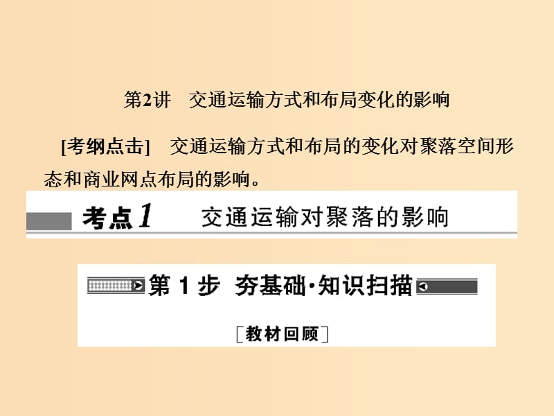 2018届高考地理总复习 第十章 交通运输布局及其影响 2-10-2 交通运输方式和布局变化的影响课件 新人教版.ppt_第1页