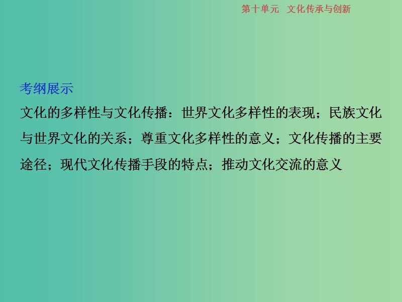 2019届高考政治一轮复习 第10单元 文化传承与创新 1 第二十三课 文化的多样性与文化传播课件 新人教版.ppt_第3页