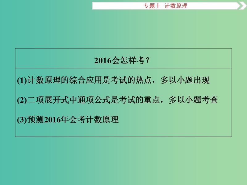 高考数学二轮复习 专题十 计数原理课件 理.ppt_第3页