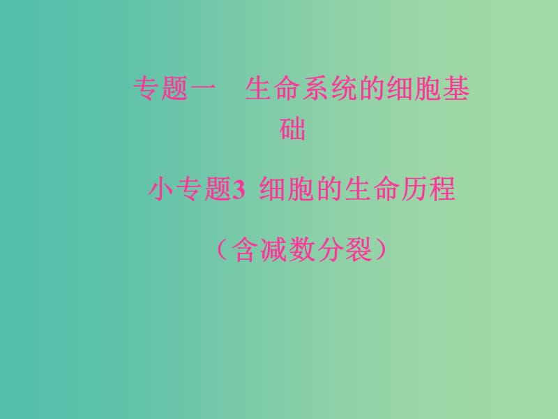 高考生物二轮专题复习专题一生命系统的细胞基础小专题3细胞的生命历程含减数分裂课件.ppt_第1页