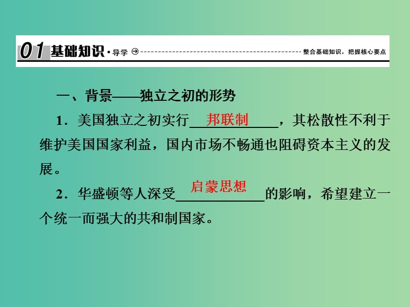 2019届高考历史总复习 第二单元 古代和近代西方的政治文明 1.2.8 美国联邦政府的建立课件.ppt_第2页