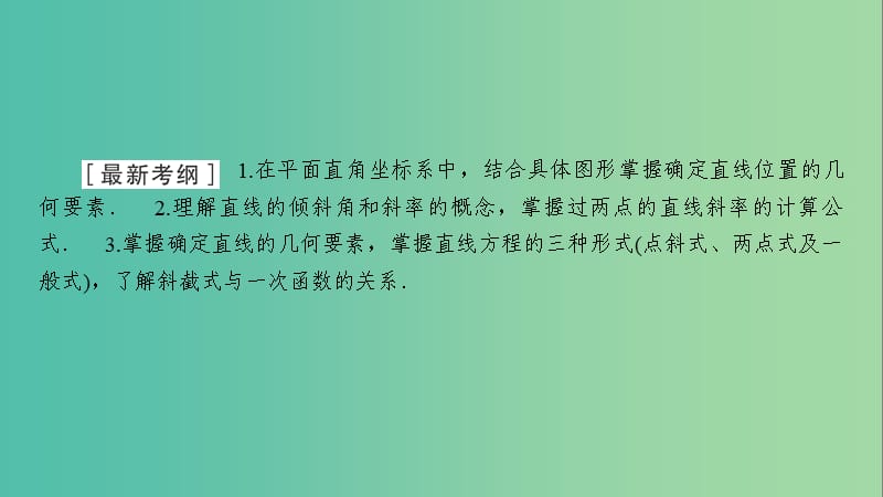 2020高考数学大一轮复习 第八章 解析几何 第1节 直线的倾斜角与斜率、直线的方程课件 文 新人教A版.ppt_第2页