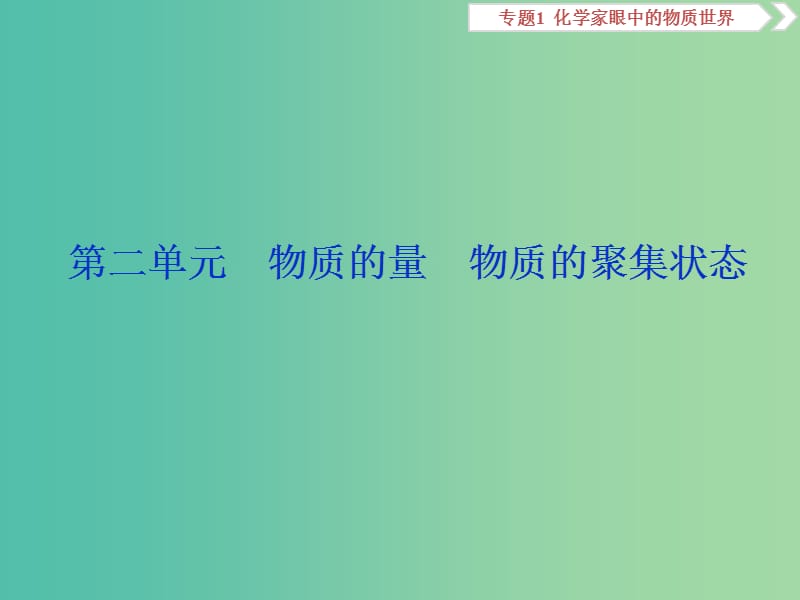 2019届高考化学总复习专题1化学家眼中的物质世界第二单元物质的量物质的聚集状态课件苏教版.ppt_第1页