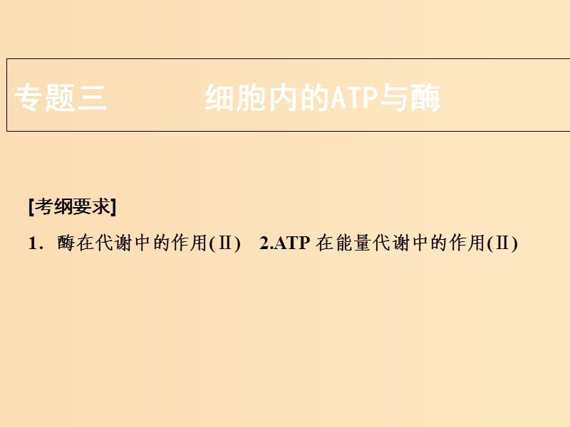 2018版高考生物二輪復習第一部分專題三細胞內(nèi)的ATP與酶課件新人教版.ppt_第1頁