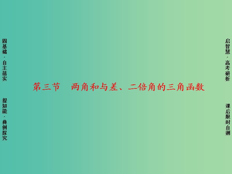 高考数学一轮复习 第3章 第3节 两角和与差、二倍角的三角函数课件 理 苏教版.ppt_第1页